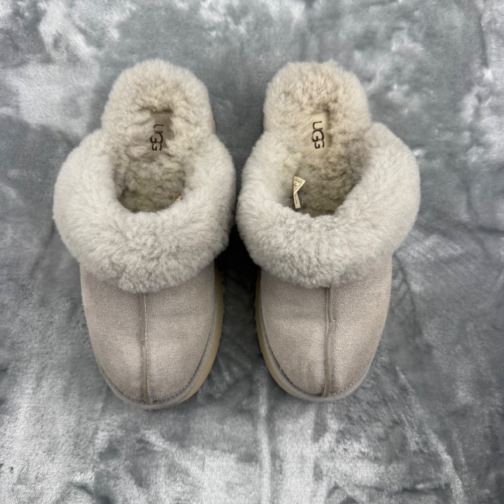 UGG Disquette Suede Platform Slippers Goat Grey Womens 8 1122550‎ - Picture 4 of 13